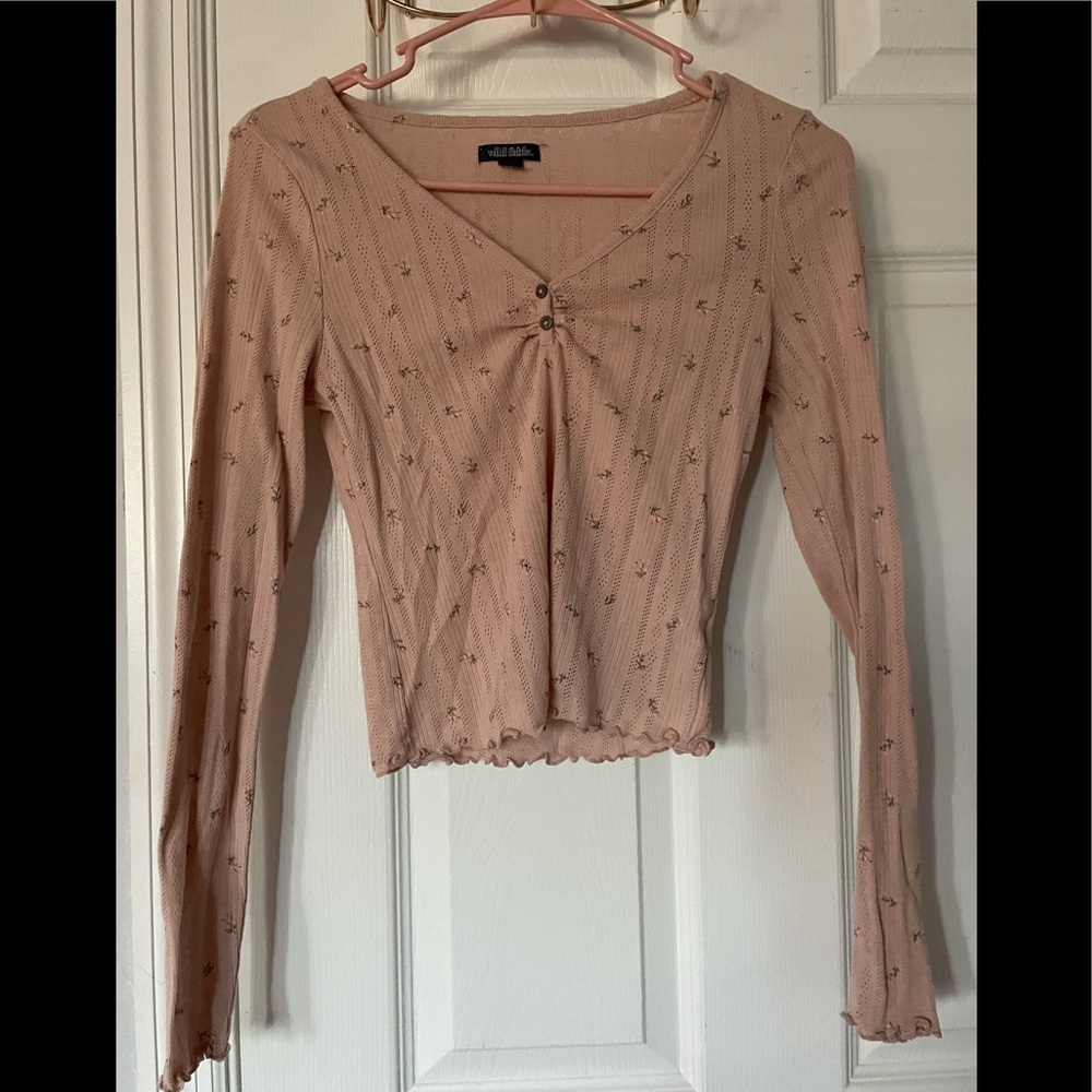 Wild Fable ,Size Small Long Sleeve Shirt Pink Floral Lightweight Stretch
